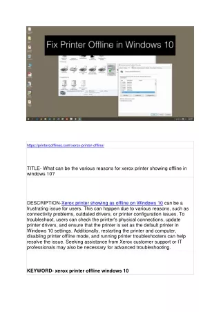 https printersofflines com xerox printer offline