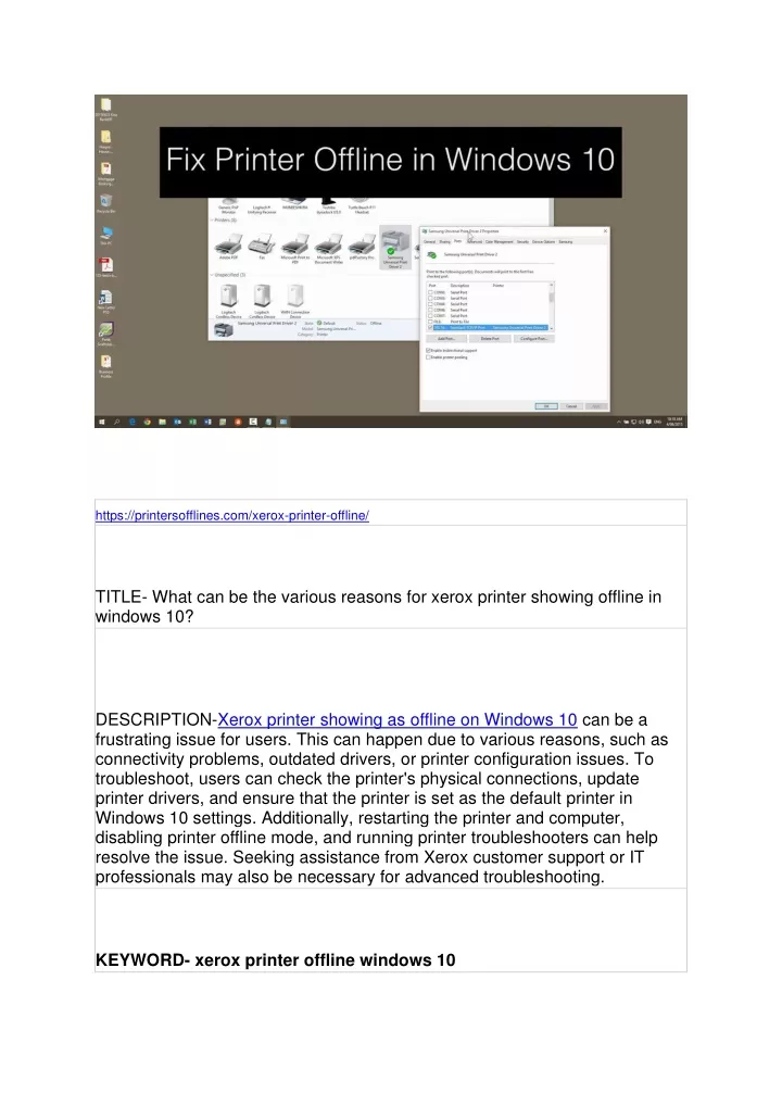 https printersofflines com xerox printer offline