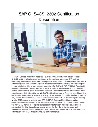 sap c s4cs 2302 certification description