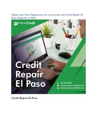 Habits and Their Significance for your Credit and Credit Repair El Paso Help Out as Well