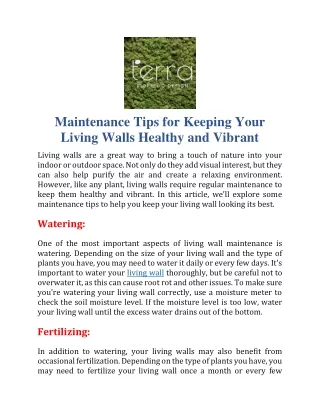 Maintenance tips for keeping your living walls healthy and vibrant