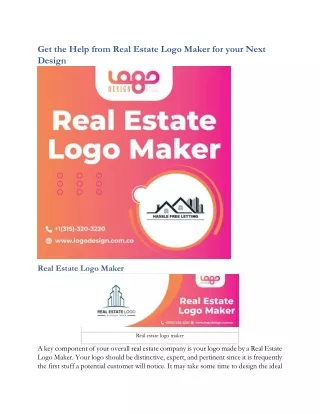 Get the Help from Real Estate Logo Maker for your Next Design