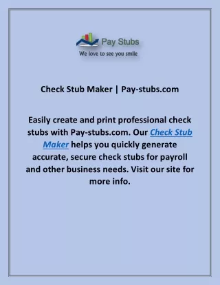 Check Stub Maker | Pay-stubs.com