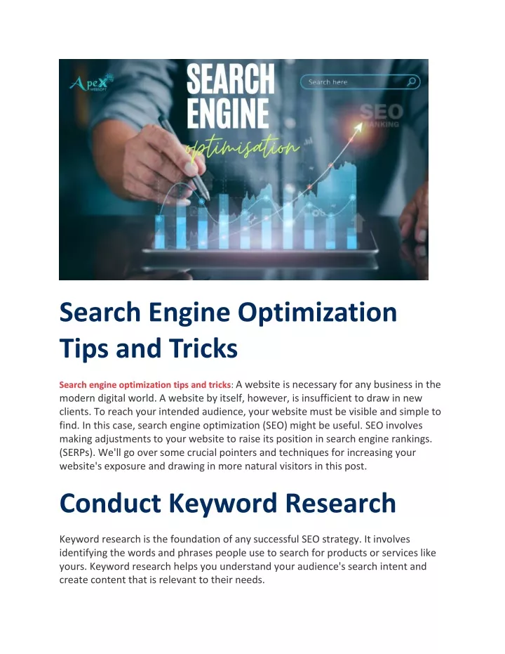 search engine optimization tips and tricks