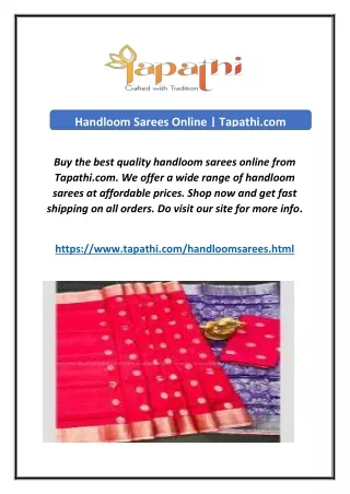 Handloom Sarees Online | Tapathi.com