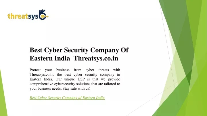 best cyber security company of eastern india