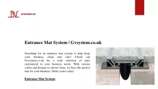 Entrance Mat System | Gvsystem.co.uk