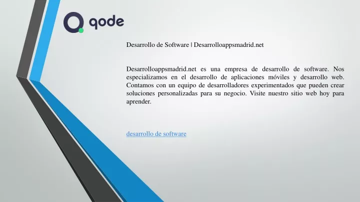 desarrollo de software desarrolloappsmadrid