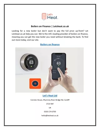 Boilers on Finance  Letsheat.co.uk