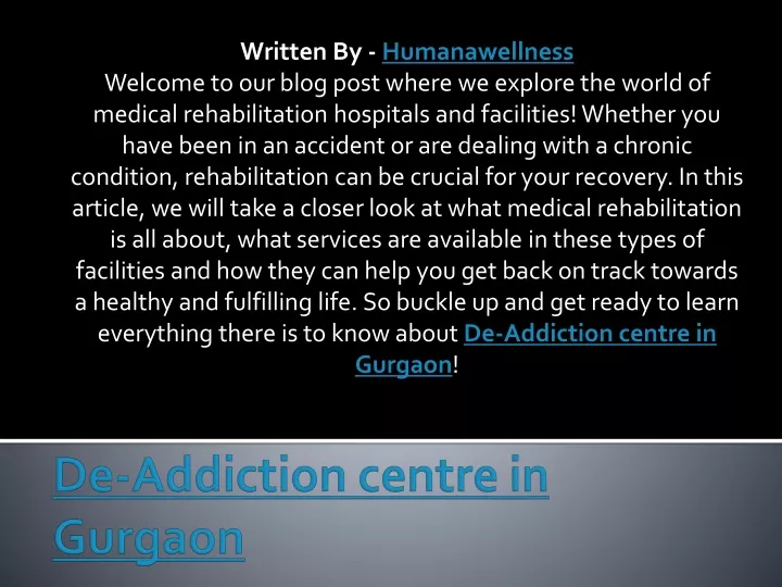 de addiction centre in gurgaon