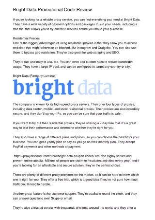 Bright Data Promotional Code Review
