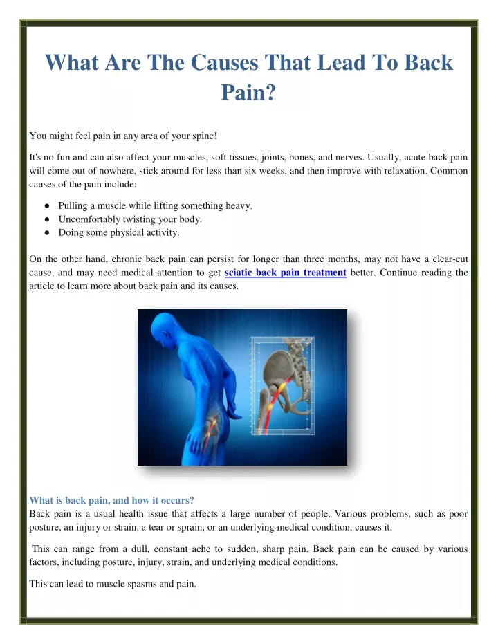 what are the causes that lead to back pain