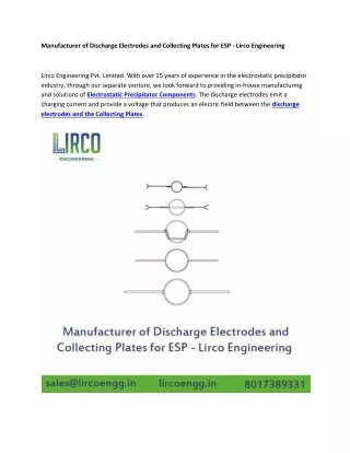 Manufacturer of Discharge Electrodes and Collecting Plates for ESP