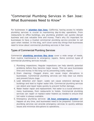 _Commercial Plumbing Services in San Jose_ What Businesses Need to Know_
