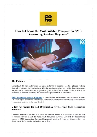 How to Choose the Most Suitable Company for SME Accounting Services Singapore