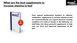 What are the best supplements to increase stamina in bed