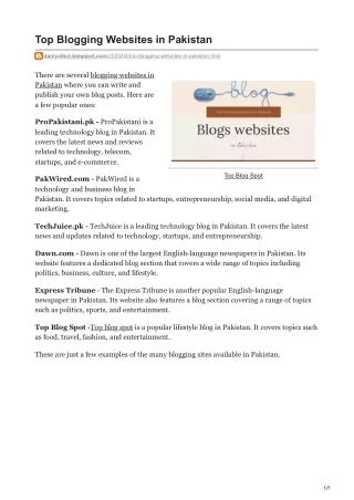 Top Blogging Websites in Pakistan