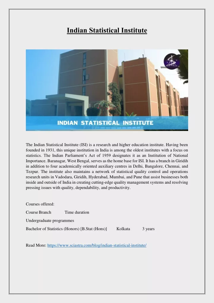 indian statistical institute