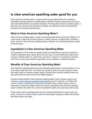 Is clear american sparkling water good for you