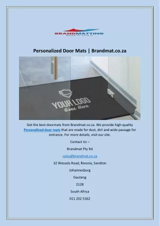 Personalized Door Mats | Brandmat.co.za