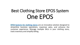Best Clothing Store EPOS System - One EPOS