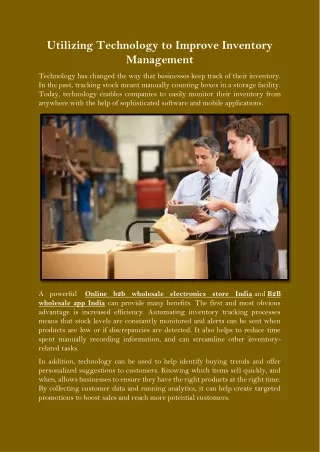 utilizing technology to improve inventory