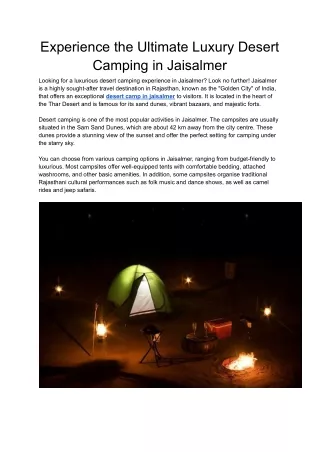 experience the ultimate luxury desert camping