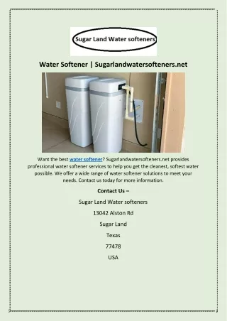 water softener sugarlandwatersofteners net