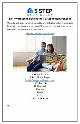 Sell My House In Boca Raton | 3stephomebuyer.com