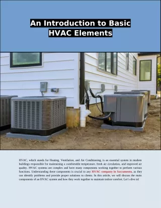 An Introduction to Basic HVAC Elements