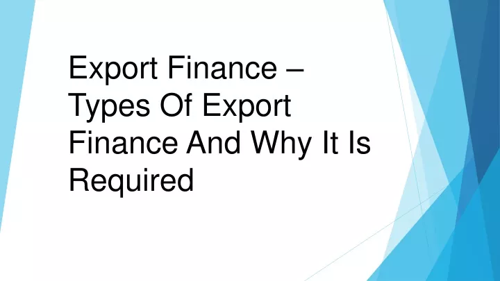 export finance types of export finance