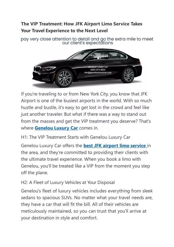 the vip treatment how jfk airport limo service