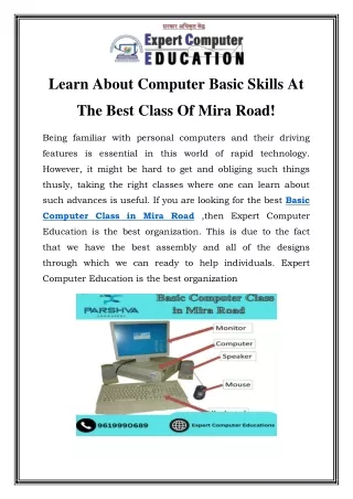 Basic Computer Class in Mira Road Call-9619990689