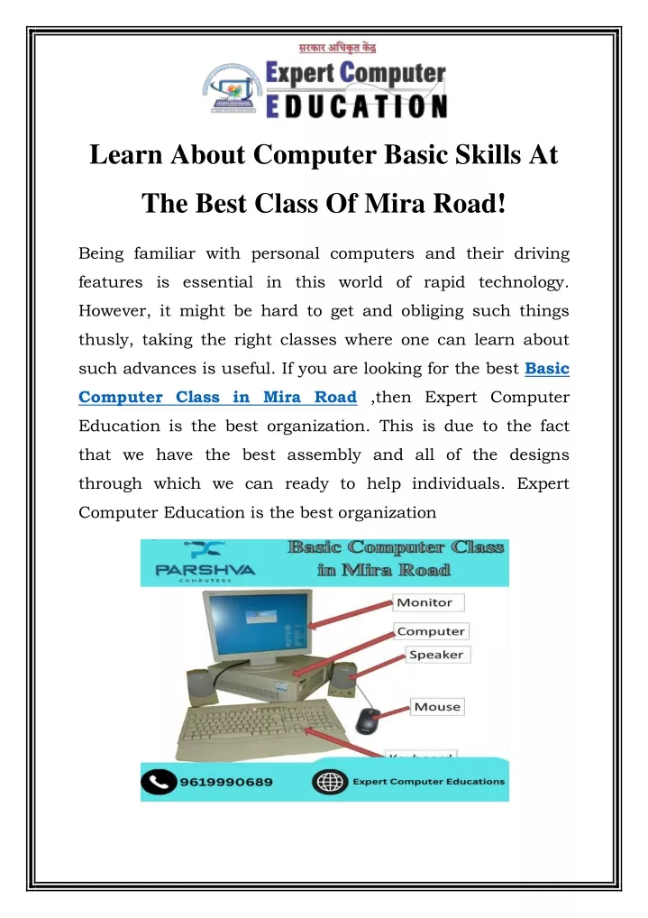 learn about computer basic skills at