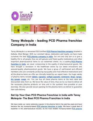 TANSY MOLEQULE - PCD Pharma Franchise company in India
