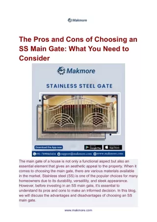 The Pros and Cons of Choosing an SS Main Gate_ What You Need to Consider