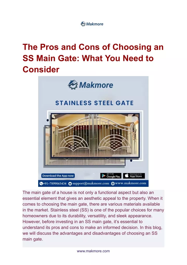 the pros and cons of choosing an ss main gate