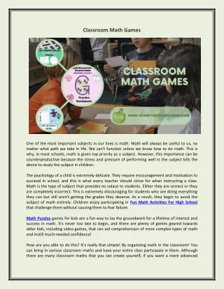 Classroom Math Games