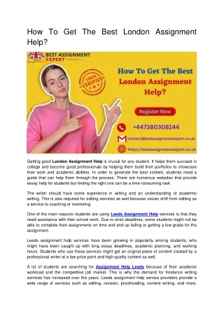 How To Get The Best London Assignment Help