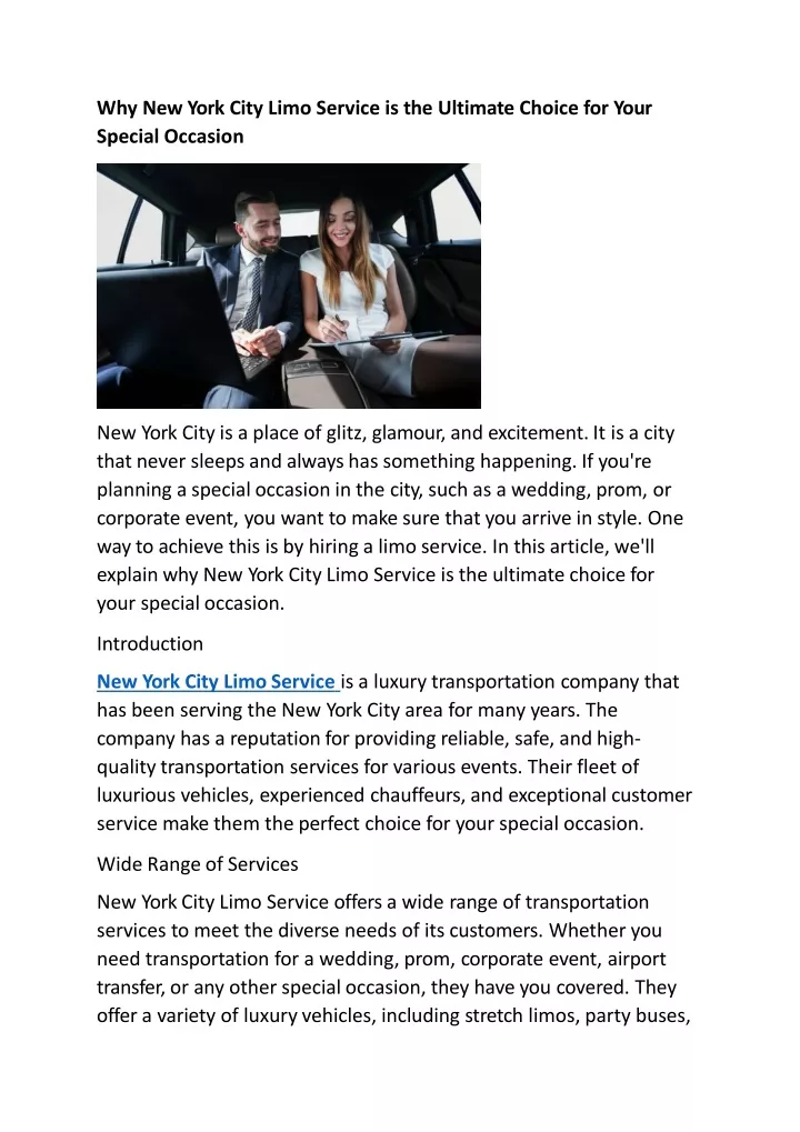 why new york city limo service is the ultimate
