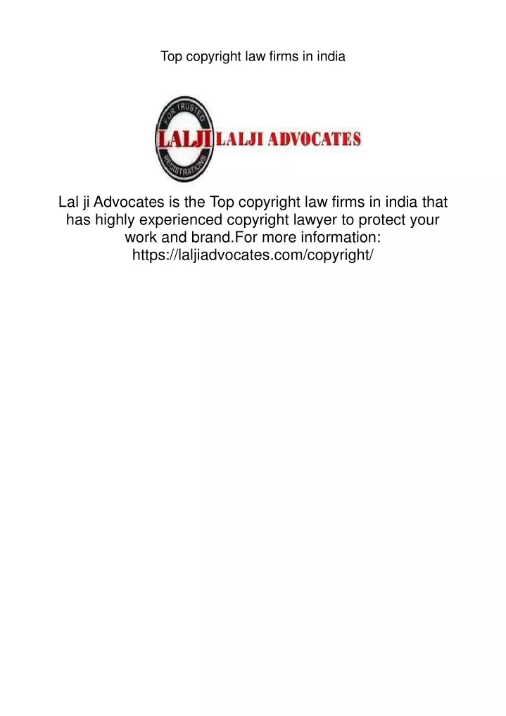 top copyright law firms in india