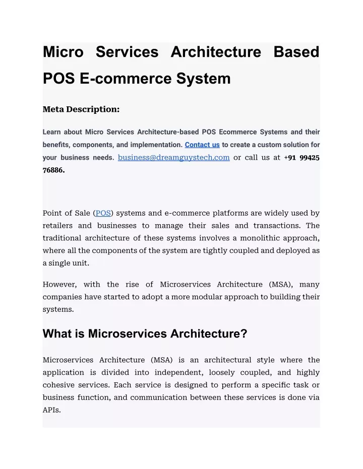 micro services architecture based