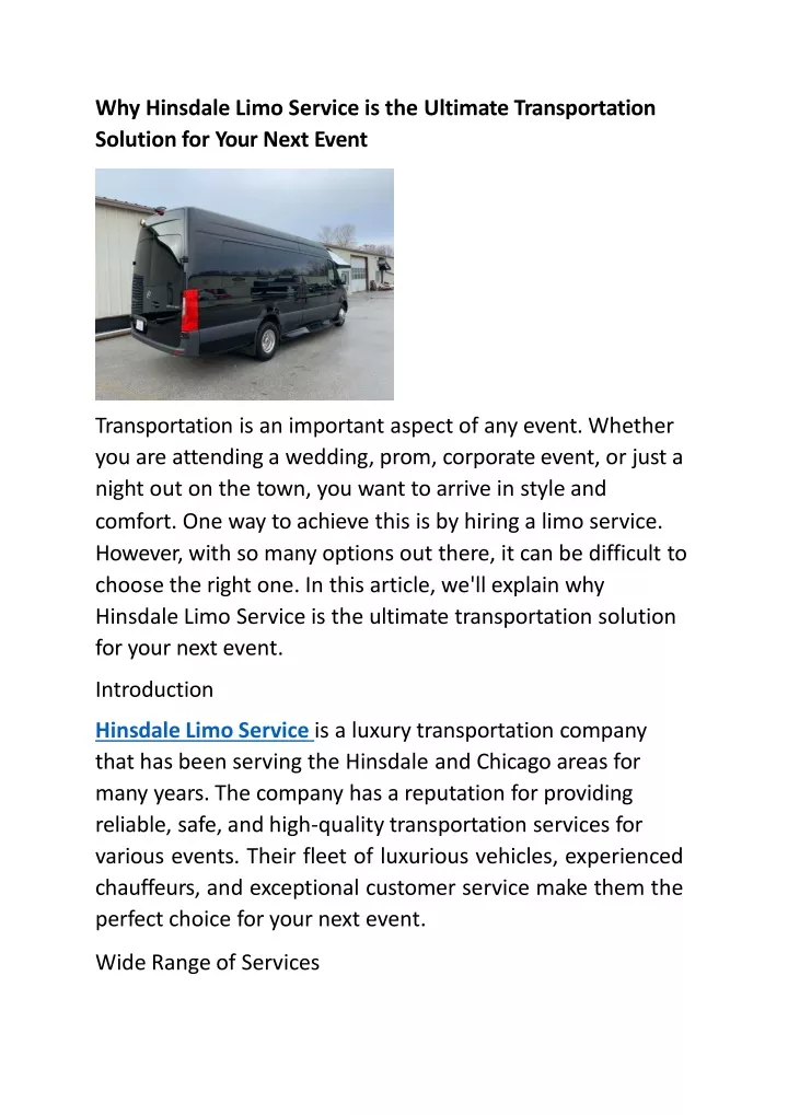 why hinsdale limo service is the ultimate
