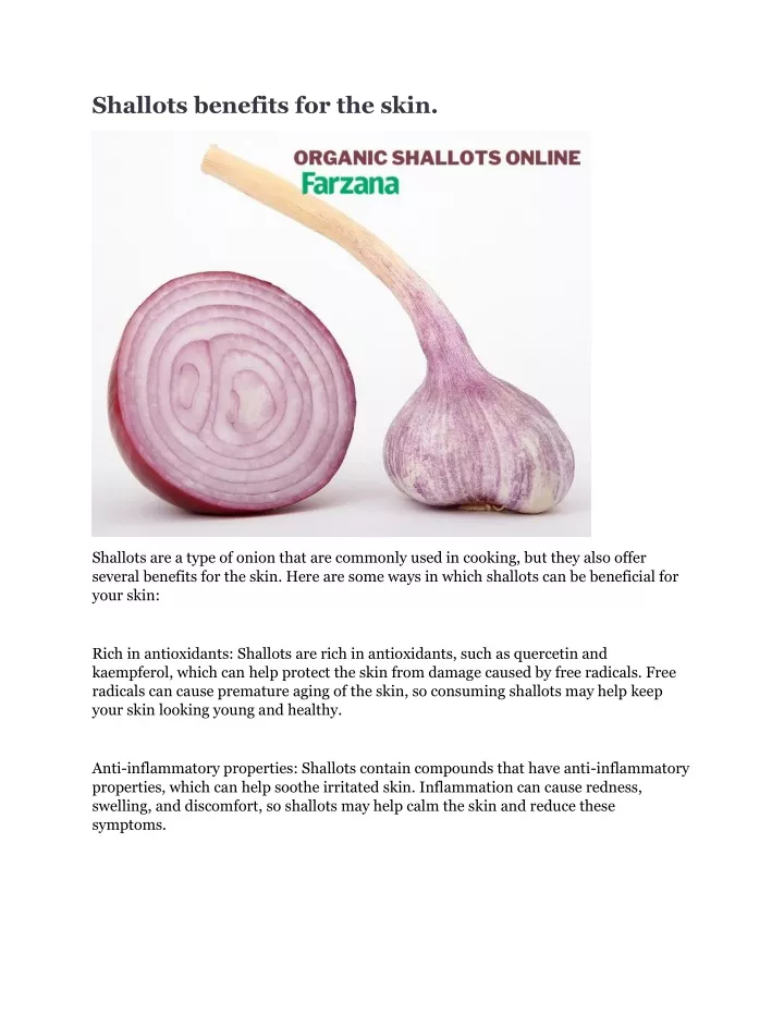 shallots benefits for the skin