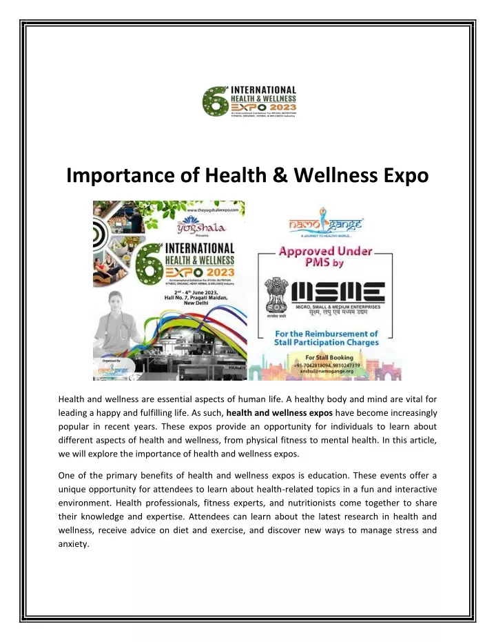 importance of health wellness expo