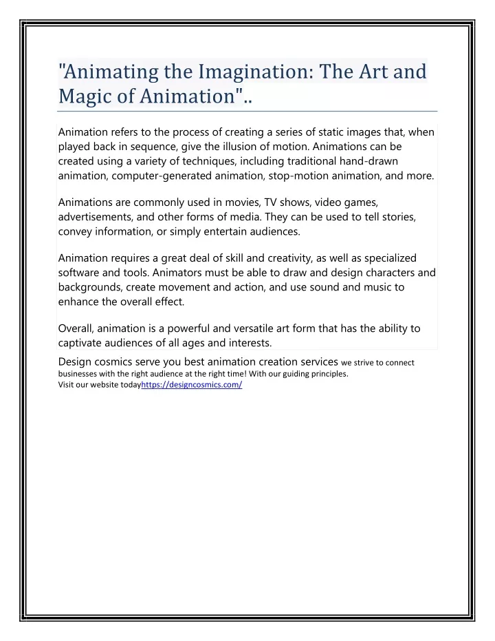 animating the imagination the art and magic