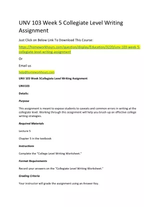 unv 103 week 5 collegiate level writing assignment