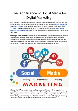 The Significance of Social Media for Digital Marketing