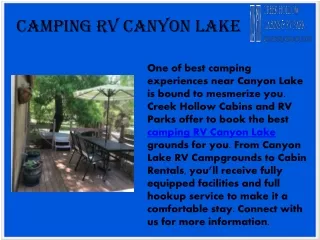 Camping RV Canyon Lake
