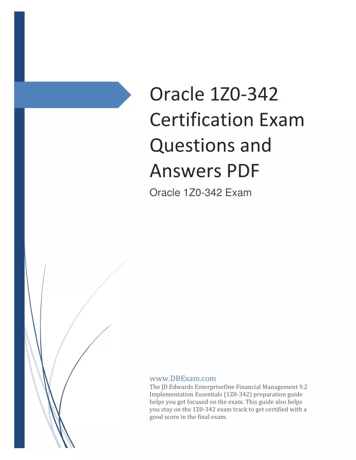 PPT - Oracle 1Z0-342 Certification Exam Questions And Answers PDF ...